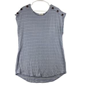 Star Vixen Cap Sleeve Top Women 2X Super Soft Coastal Grandma Blue Stretch Weave